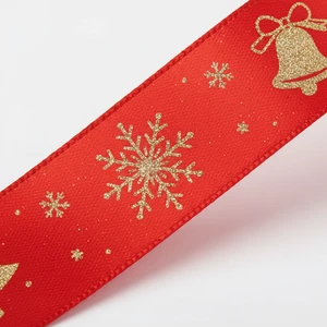 Green Christmas Ribbon Gift Wrapping Ribbon Snowflake Printed Decorative Bow for Holiday Packaging