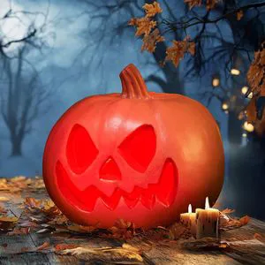 Outdoor Yellow Halloween Decorations Jack O Lantern Light Plastic Pumpkins Trick Treat Table Top Party Supplies Favors