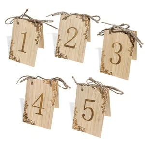 Wholesale Engraved Rectangular Minimalist Wooden Table Number Signs Seating Place Cards Wedding Supplies Home Party Decoration
