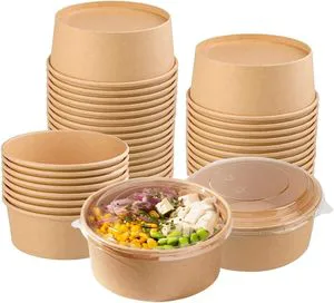 Disposable Paper Food Container Kraft Paper Salad Bowl Wholesale Round Paper Bowl With Clear Lid for Diet