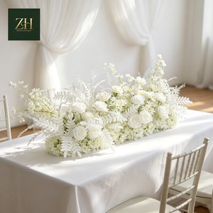 Wholesale Artificial White Flower Runner For Wedding Table Backdrop Decoration For Wedding Party Event