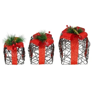 Elegant Wrought Iron Xmas Tree Statue Battery Operated LED Lighted Christmas Ornament for Shop Window Holiday Display