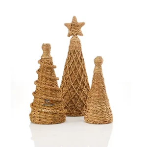 New Design Eco-friendly Natural Seagrass Handwoven Christmas Hogla Basket Trees Set of 3 Decor Christmas Tree Skirt Large Size