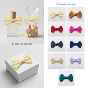 Wholesale Custom Satin Ribbon Bow Pre Ties For Treat Bag Candy Bottle Decor Solid Polyester Webbing Twist Tie Premade Pack Bow