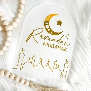 2024 Ramadan Countdown Acrylic Ornament Ramadan Decorations for Muslim Party Mubarak Ramadan Party Supplies