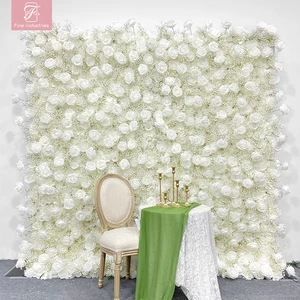 White Silk Artificial Rose Flower Wall Baby Breath Baby Breath Wedding Wall Decorations Premium Quality Artificial Flowers Wall