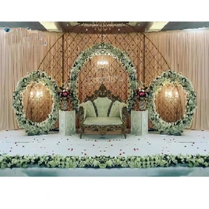 Lovely Wedding Reception Event Candle Walls Decoration Glamorous Wedding Half Moon Candle Walls Romantic Wedding Decor Stage USA