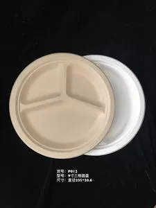 9-Inch 3-Compartment Wheat Straw Pulp Dinnerware Set Environmentally Friendly Degradable Paper Tableware for Parties