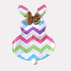 Wholesale Easter Decorations New Arrival DIY Monogram Chevron Bunny Rabbit Easter Garden Flag Party Decoration Supplies
