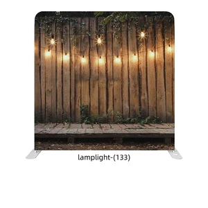 8ft 10ft Custom Wood Grain Printed Exhibition Stand Tension Fabric Backdrop Pillowcase Photobooth Backdrop Banner with Wedding