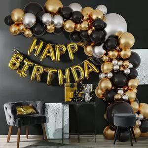 127pcs Black Gold Silver Disposable Latex Balloon Arch Kit Birthday Party Decoration Set