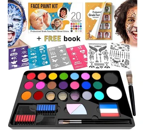 20 Water Based Non-toxic Paints Kids Face Painting Stencil Face Painting with Brushes Face Painting Glitter