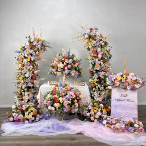 Gorgeous Colorful Artificial Flower Arch Decoration Wedding Floral Arrangement Artwork Ornament Table Flower Centerpiece