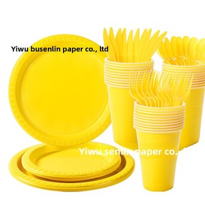 Cross-border Multi-Use Party Supplies Set Plastic Cup Plate Knife Fork Spoon Combination Birthday Party Theme Activity