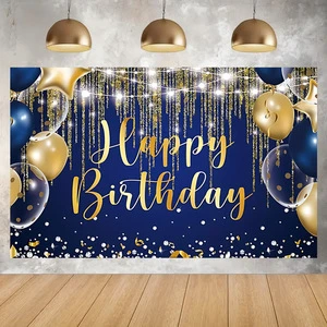 Style Rectangle Birthday Celebration Party Background Cloth Banner Hanging Flag Curtain Decoration Scene Customizable