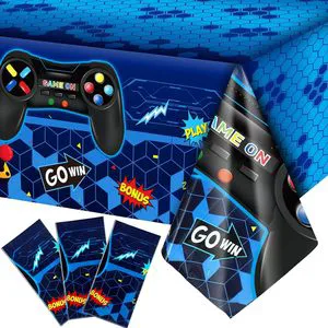 Cross-border Blue Theme Party Decorations Disposable Tablecloth Birthday Party Set Paper Cups Paper Plates and Tableware Set
