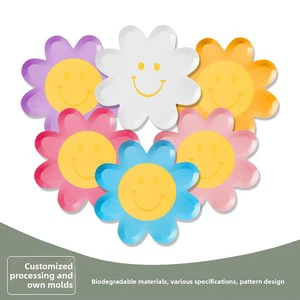 Cross-border for Flower Daisy Party Biodegradable Disposable Paper Dinner Plate Birthday Festival Party Decoration Picnic