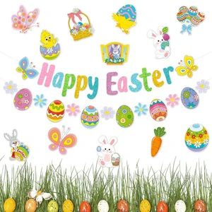 Easter Party Decoration Supplies Rabbit Carnival Decoration Banner Pulling Banner Rabbit Easter Egg Patch