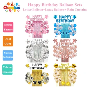 Custom Happy Birthday Balloon Kit with Foil Fringe Curtain Eco-Friendly Balloon Garland Arch Kit for Birthday Party Decoration