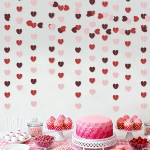 Valentine's Day Heart Banner Hanging String Decorative Banner for Wedding Valentines Decorations