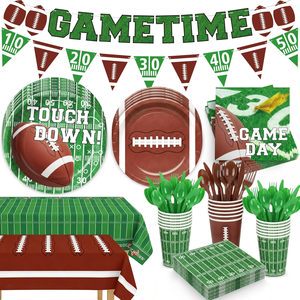 Football Party Decorations Supplies Disposable Football Tableware Set for Sport Themed Game Bowl Gameday Birthday Party Favors
