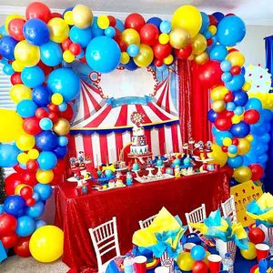 Carnival Circus Balloon Garland Arch Kit Rainbow Balloon and Star Foil Balloons for Birthday Party Carnival Theme Decorations