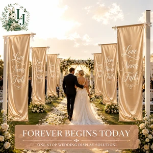 Custom Silk Wedding Banner Weatherproof Reusable Full Color Print Free 3D Preview for Outdoor Ceremony Reception Sign Decor