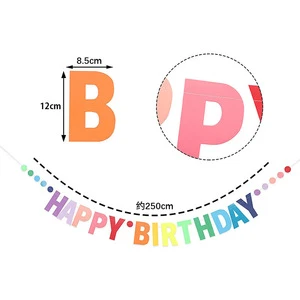 Happy Birthday Banner Party Decoration Supplies Birthday Theme Kids Party Paper Flag Banner Supplies