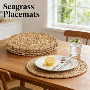 Round Boho Woven Placemats Natural Rattan Wicker Farmhouse Table Mats Plate Chargers Home Kitchen Decor