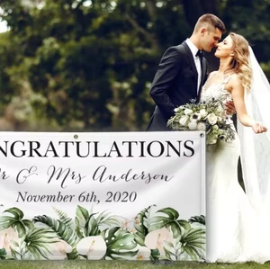 Custom Portable PVC Vinyl Flex Wedding Banners UV Printed Eco-Friendly Waterproof Reusable Outdoor Advertising Party Flag