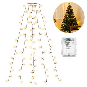 Aigostar 108 LED 1.8m Battery Operated Christmas Tree Lights Model 8719138877294 IP44 Waterproof Warm White Snowflake Shape 8