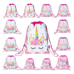 2022 Hot Sell New Year Party Favors Drawstring Bags for Kids Custom Logo Option 27x34cm Polyester Backpack