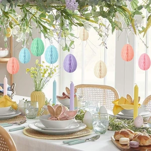DAMAI Easter Decorations Eggs Hanging Ornaments Paper Honeycomb Eggs Magnetic Tree Decorations for Easter Basket Party Supplies