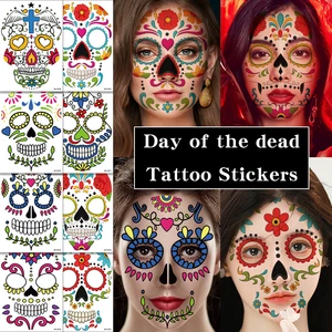 2022 Quick Delivery From Spot Animal Face Tattoo Sticker Set Temporary Waterproof Makeup Stickers Halloween Face Tattoo