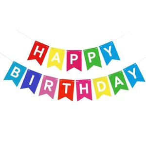 16x20cm Cheapest Price Wholesale Paper Colorful Happy Birthday Banner Bunting