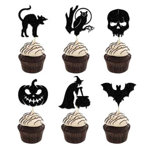 Halloween Cupcake Decorative Flash Pumpkin Ghost Witch Halloween Party Cake Decorative Supplies