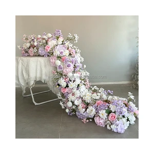 Handmade Artificial White and Lavender pink Rose Flower Wedding Decoration Elegant Flower Wedding Ceremony Floral Table Centerpi