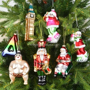 High Quality Handmade Glass Ornaments for Christmas Painted Charm Elegant Hanging Scene Dress Tree Ornaments Wholesale