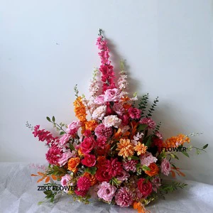 Orange Red & Hot Pink Artificial Roses Floral Ball Wedding Table Centerpieces Real Touch Event Decor New Ball Design