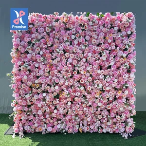 Promise Silk Artificial Flower Wall High Quality Wedding Centerpieces Backdrop Decoration 8x8ft Customizable Size Model