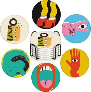 2026 Fun Party Table Decoration Coaster Absorbent Non-slip Beverage Coaster Art Coaster