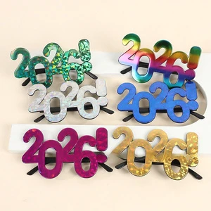 2026 Number Eyeglasses Happy New Year Glasses Diamond Glitter Sunglasses Cosplay Prop Xmas Party Decoration Funny Glasses