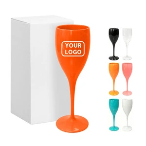 Wholesale Manufacture 6oz 175ml High Quality Simple Cute Large French Fluted Champagne Wine Glasses Plastic Wine Glass