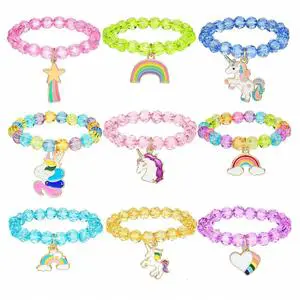 Hot Sale Colorful unicorn Bracelet Girl Animal Bracelet Teen Party Pendant Beaded Bracelet for Girls