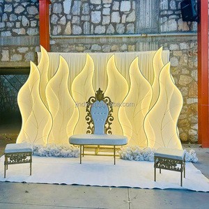 Wedding Backdrop Stage Decoration Event Background Seaweed Led White Backdrop Arch for Wedding Party