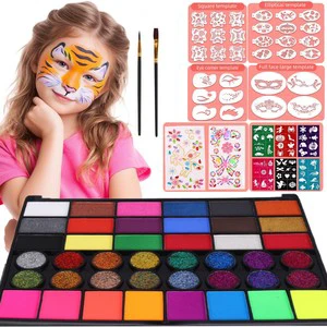 42-Color Customizable Watercolor Face Paint Set with Color Box Packaging Water-Soluble for Halloween & Christmas