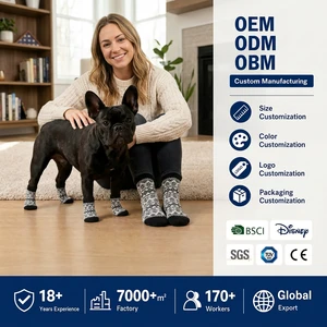 Custom Logo Matching Dog And Human Socks Winter Warm Pet Paw Protectors OEM ODM Wholesale Factory Anti-Slip Knit Pet Socks