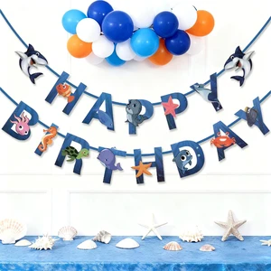 YOT Shark Theme Party Paper Banner Kid Likes Under the Sea Party Decoration Festival Party Supplies Banner