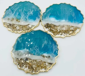 High Quality Durable Handmade Resin Modern Dinnerware Tea Cup Mats Pads Standard Tableware Wedding Favors Drink Coaster SANIYA