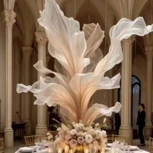 Custom Table Flowers Artificial Giant Flower Events Table Center Piece Decoration Organza Artificial Flowers for Wedding Decor